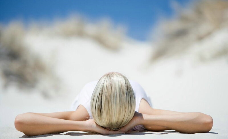 Woman Lying on Beach — White, Serene, Afternoon, Photograph, Sand