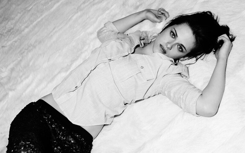 Woman Lying on Bed — Black, Calm, Photograph, Shirt