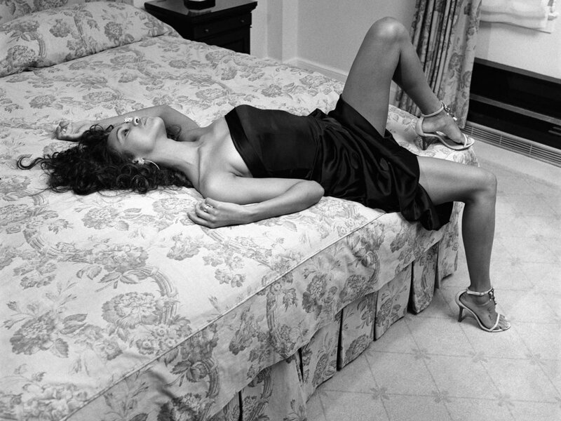 Woman Lying on Bed — Black, Relaxed, Photograph