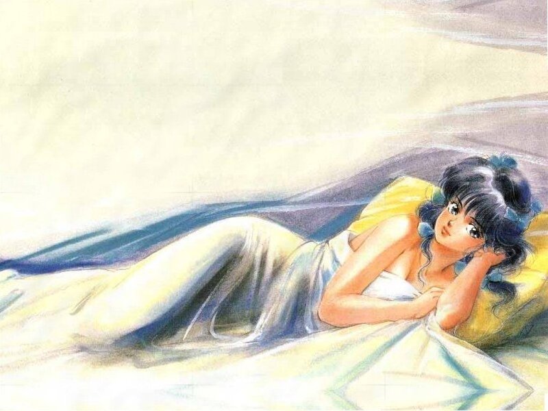 woman lying on bed in illustration