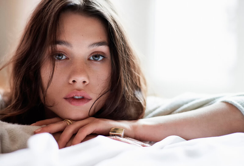 Woman Lying on Bed — White, Calm, Morning, Photograph, Ring