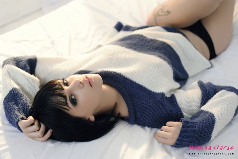 Woman Lying on Bed — White, Calm, Morning, Photograph, Sweater