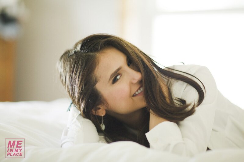 Woman Lying on Bed — White, Relaxed, Morning, Photograph, White Shirt