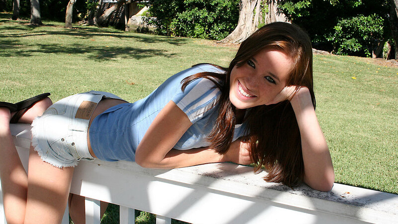 Woman Lying on Bench — Green, Relaxed