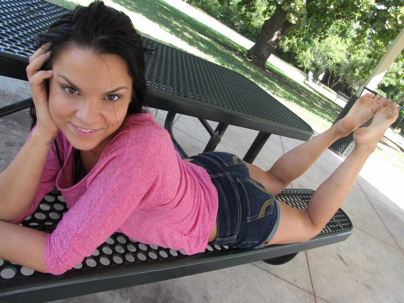 Woman Lying on Bench — Pink, Relaxed