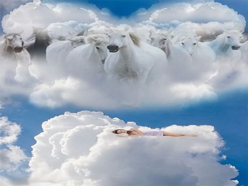 Woman Lying on Cloud