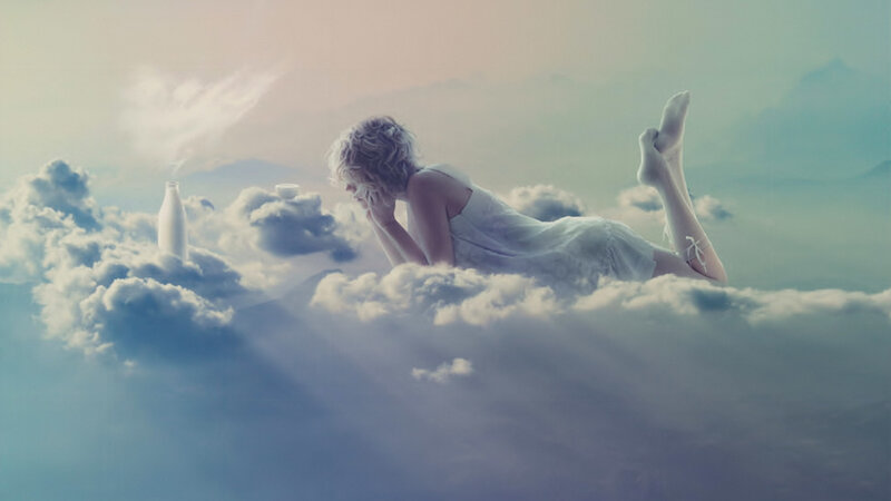 Woman Lying on Clouds — Blue