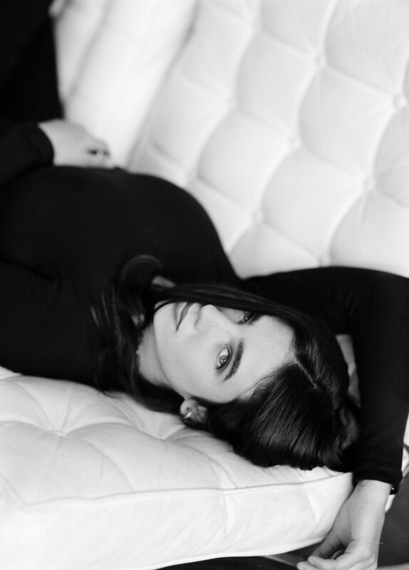 Woman Lying on Couch — Black, Calm, Photograph, Black Shirt