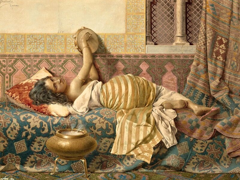 Woman Lying on Couch — Blue, Serene