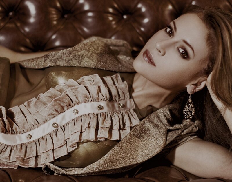 Woman Lying on Couch — Brown, Dramatic, Photograph, Dress