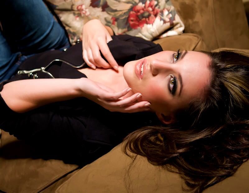 Woman Lying on Couch — Brown, Relaxed, Photograph