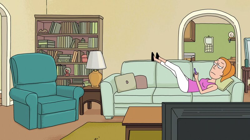 Woman Lying on Couch — Green, Relaxed, Animation