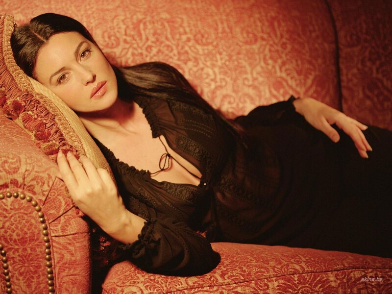 Woman Lying on Couch — Red, Dramatic, Photograph, Pillow, Black Dress