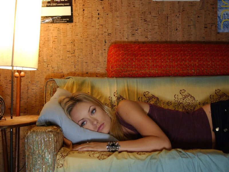 Woman Lying on Couch — Yellow, Relaxed, Photograph, Lamp