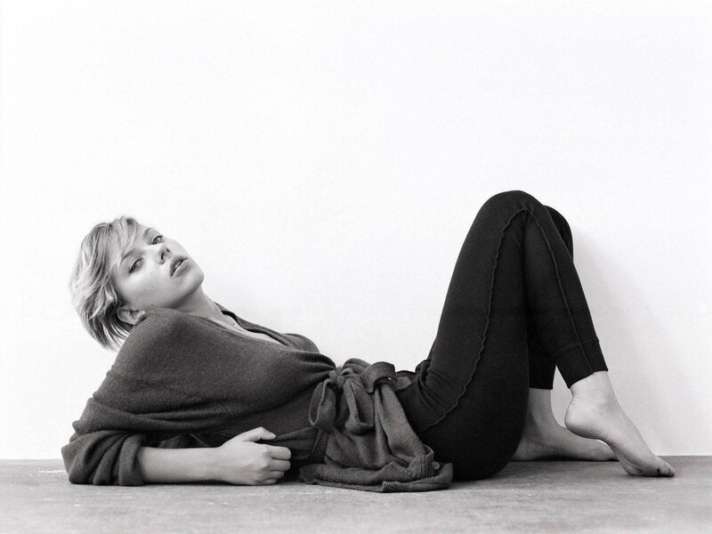 Woman Lying on Floor — Black, Calm
