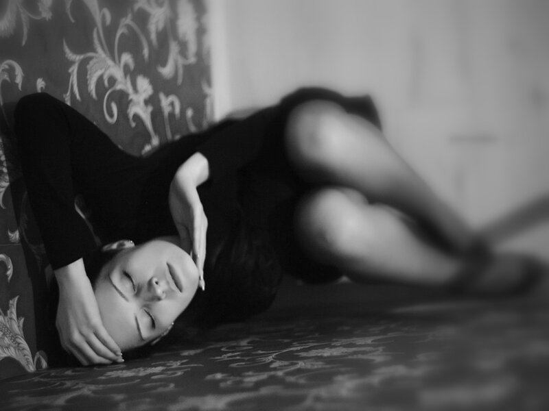 Woman Lying on Floor — Black, Dramatic, Photograph, Wallpaper