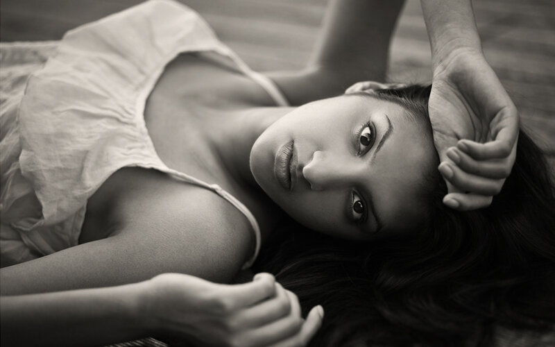 Woman Lying on Floor — Black, Dramatic
