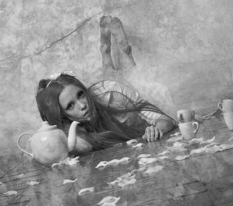 Woman Lying on Floor — Black, Dreamy