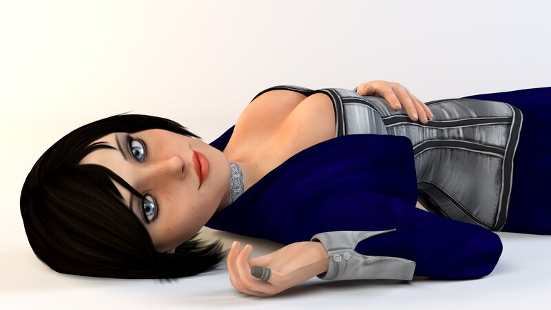 Woman Lying on Floor — Blue, Calm, 3d Render