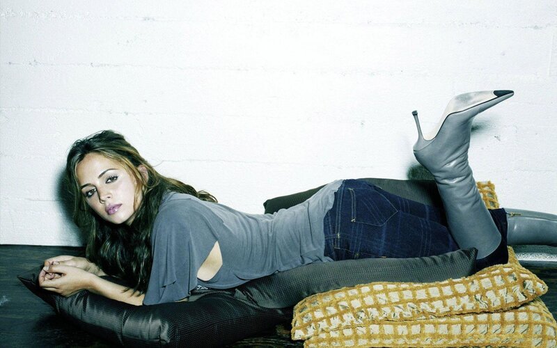 Woman Lying on Floor — Gray, Relaxed, Photograph, Pillows, Boots