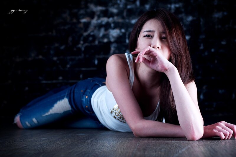 woman lying on floor in studio