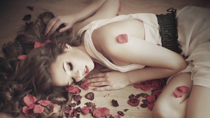 Woman Lying on Floor — Pink, Serene