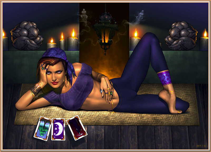 Woman Lying on Floor — Purple, Mysterious