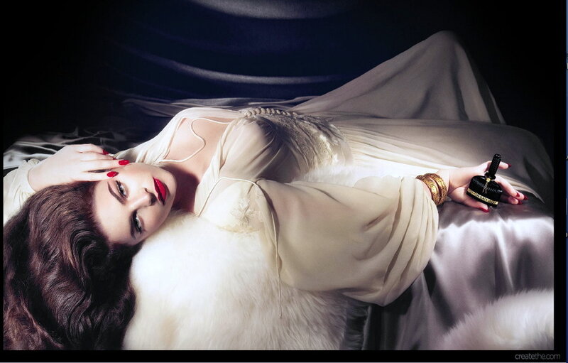 Woman Lying on Fur — White, Dramatic