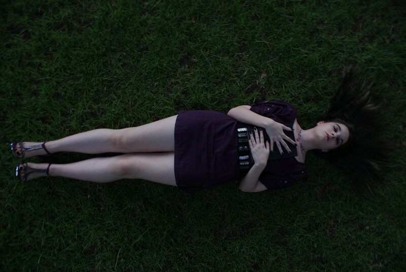 Woman Lying on Grass — Green, Calm, Night, Photograph