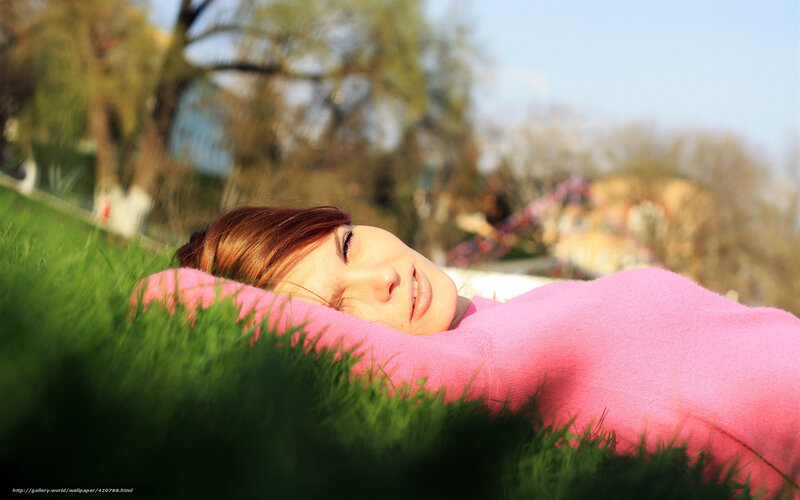 Woman Lying on Grass — Green, Serene, Afternoon, Photograph, Trees, Sweater