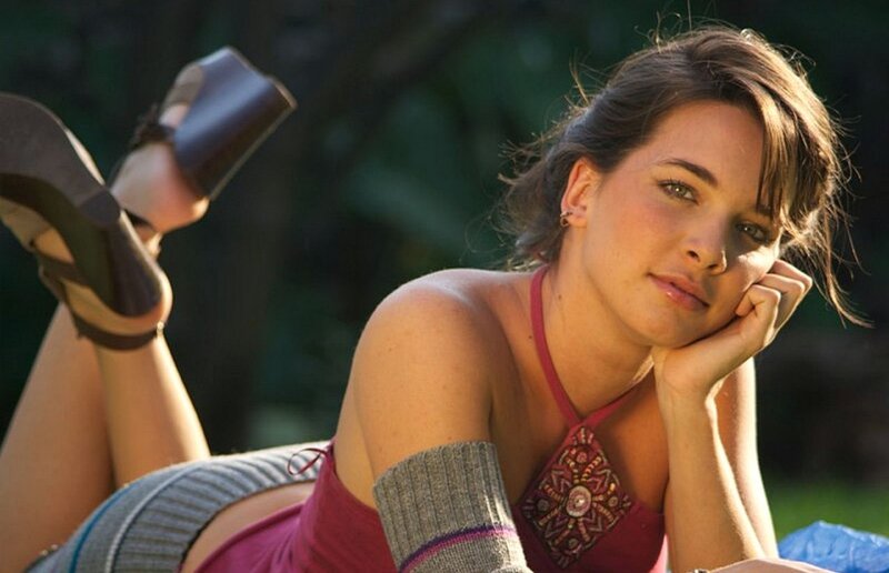 Woman Lying on Grass — Red, Relaxed, Afternoon