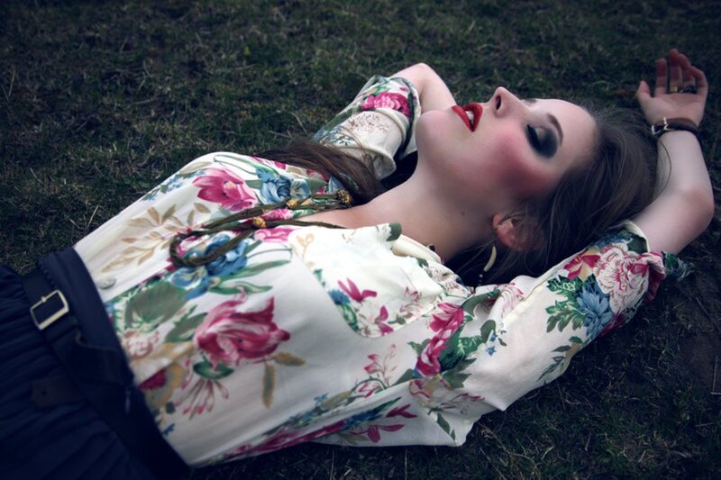 Woman Lying on Grass — White