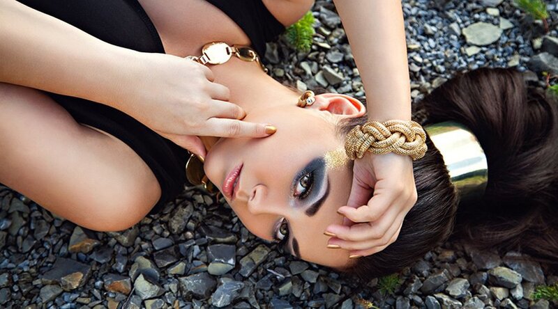 Woman Lying on Gravel — Black