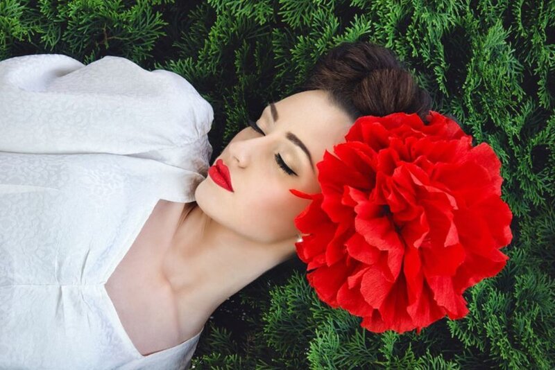 Woman Lying on Greenery
