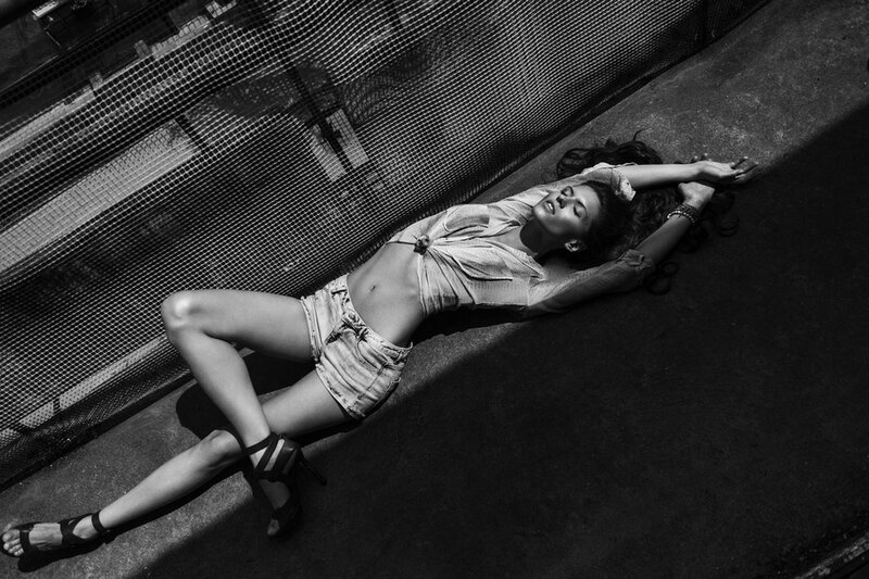 Woman Lying on Ground — Black, Dramatic, Afternoon
