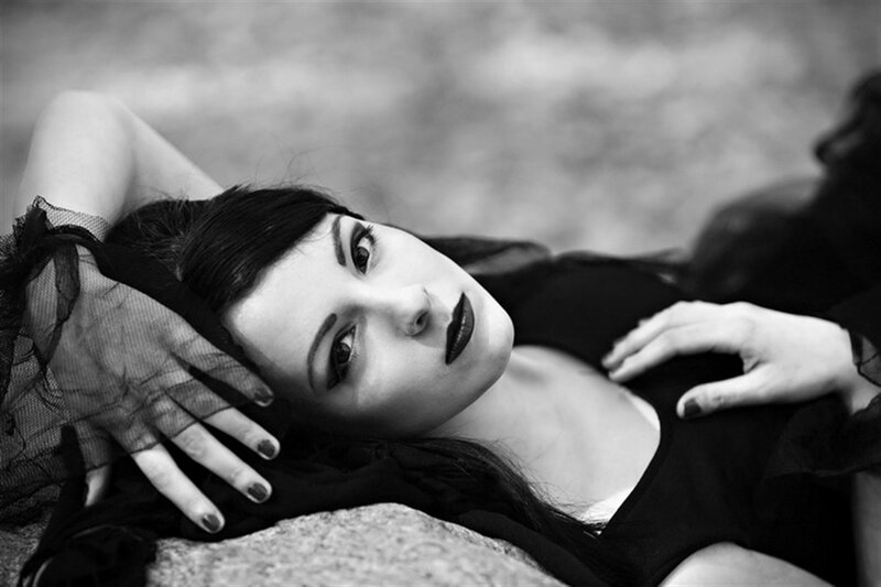 Woman Lying on Ground — Black, Dramatic, Photograph, Black Dress