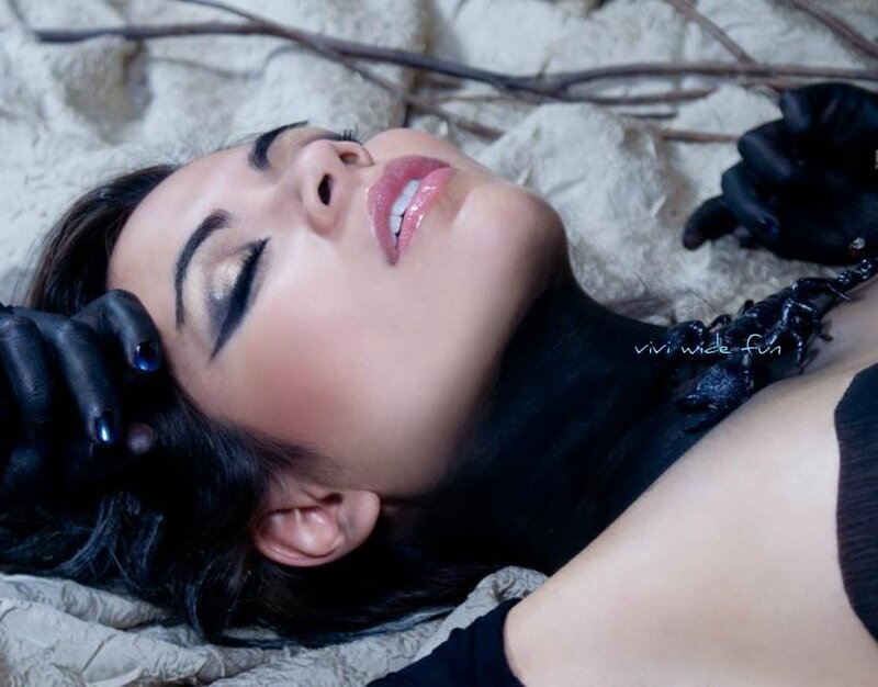 Woman Lying on Ground — Black, Dramatic, Photograph, Black Gloves