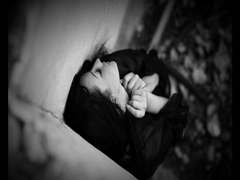 Woman Lying on Ground — Black, Dramatic, Photograph, Wall