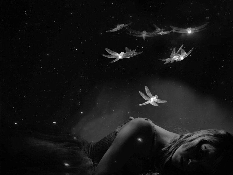 Woman Lying on Ground — Black, Dreamy