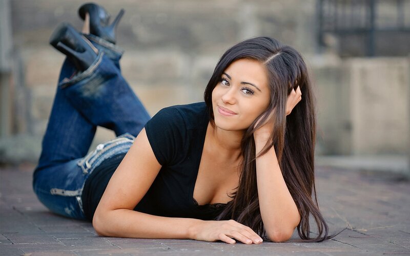 Woman Lying on Ground — Black, Relaxed, Afternoon, Photograph, Jeans, Boots