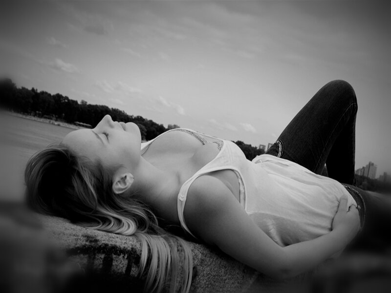 Woman Lying on Ground — Black, Serene, Afternoon