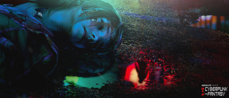 Woman Lying on Ground — Blue, Dramatic, Dark