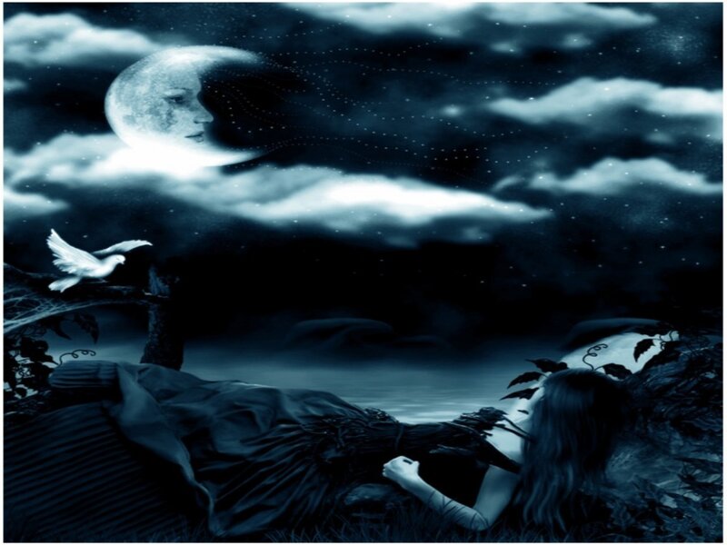 Woman Lying on Ground — Blue