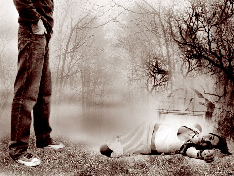 Woman Lying on Ground — Brown, Dramatic, Photograph, Man Standing