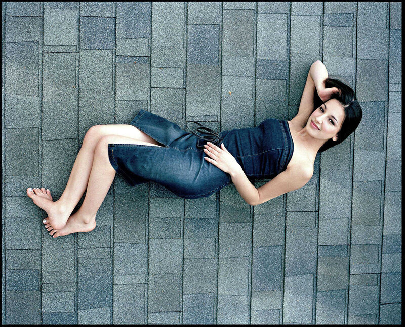 Woman Lying on Ground — Gray, Calm