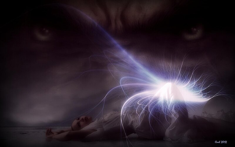 Woman Lying on Ground — Purple, Dramatic