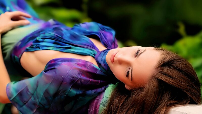 Woman Lying on Ground — Purple