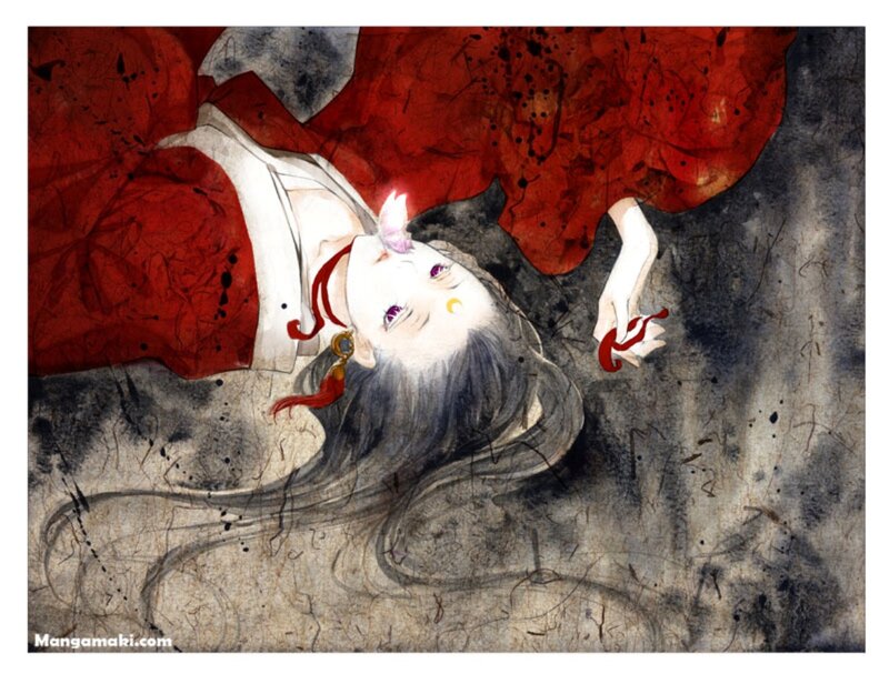 Woman Lying on Ground — Red