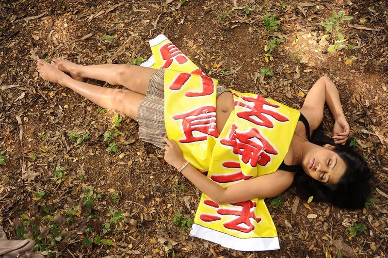 Woman Lying on Ground — Yellow, Calm, Afternoon