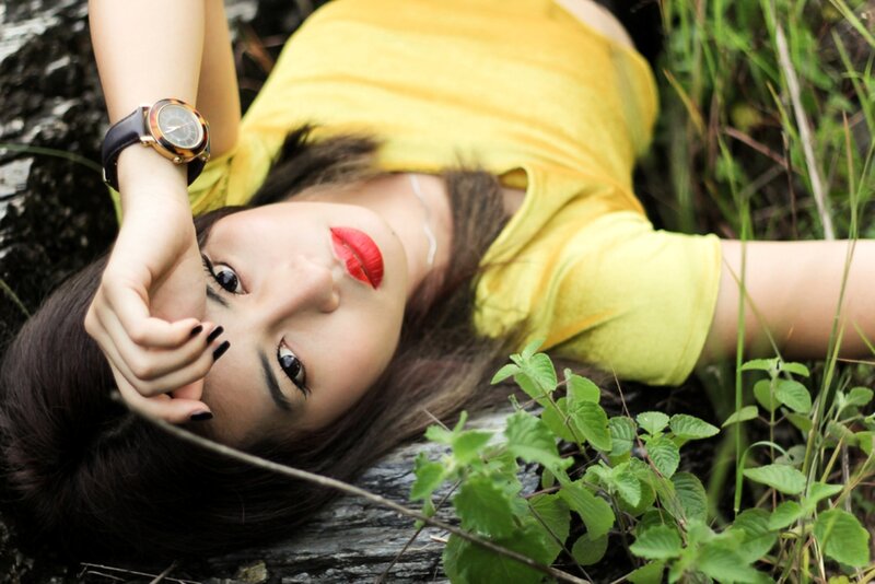 Woman Lying on Ground — Yellow, Calm